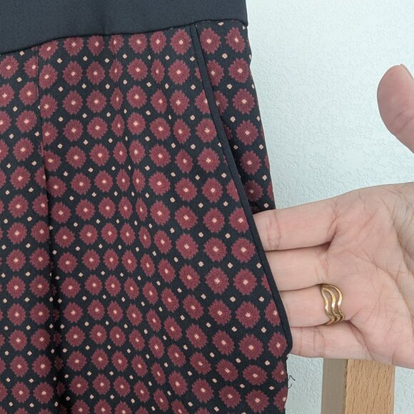 NWOT Ann Taylor LOFT Maroon Patterned Tuxedo Side-Piping Trousers - Picture 3 of 9